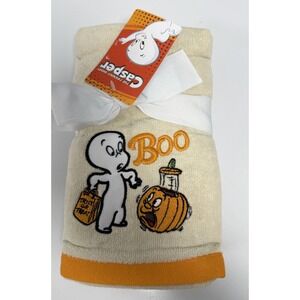 NWT Halloween Casper The Friendly Ghost Hand Towel Set Of 2 Cream Towels